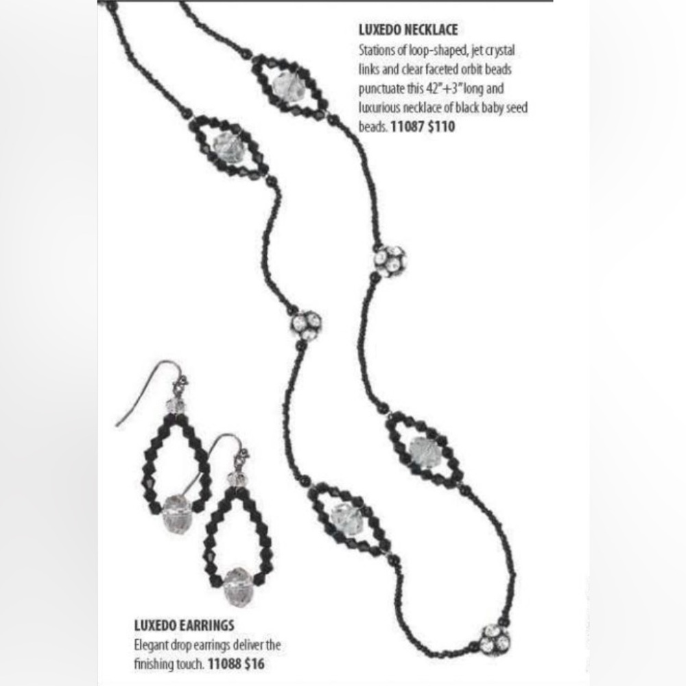 Park Lane Black Beaded & Crystal Necklace and Earrings